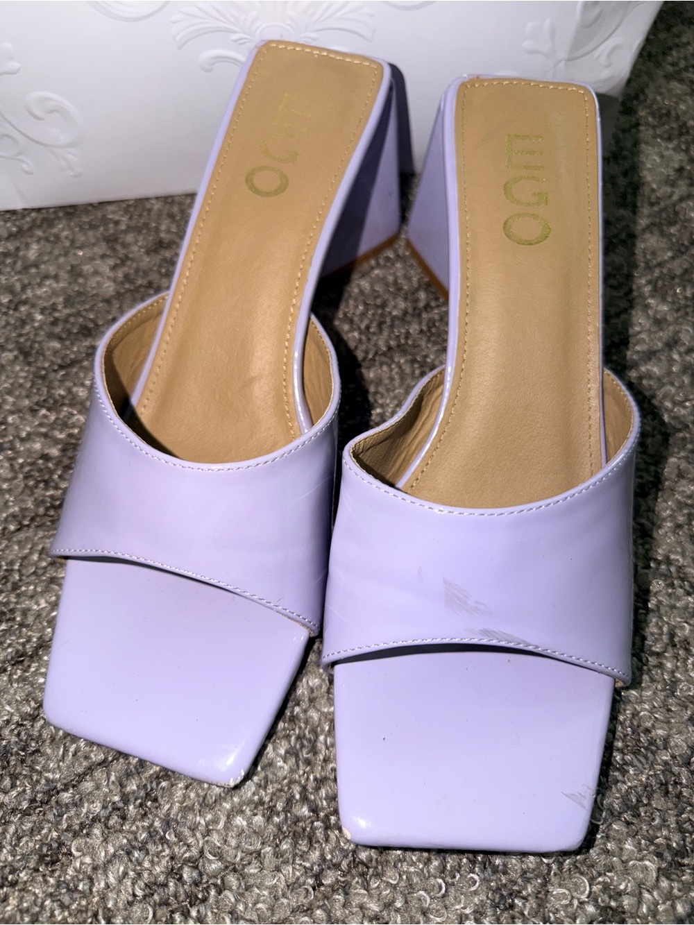 Ego Lilac Square-Toe Slip-On Mules size 8